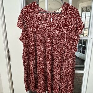 Entro Red and White Tiered Blouse XL
